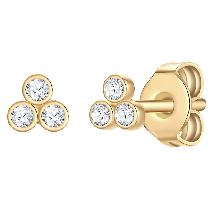 Eastside, Cerceri cu tija, placata cu aur de 14K, cu zirconia, Auriu