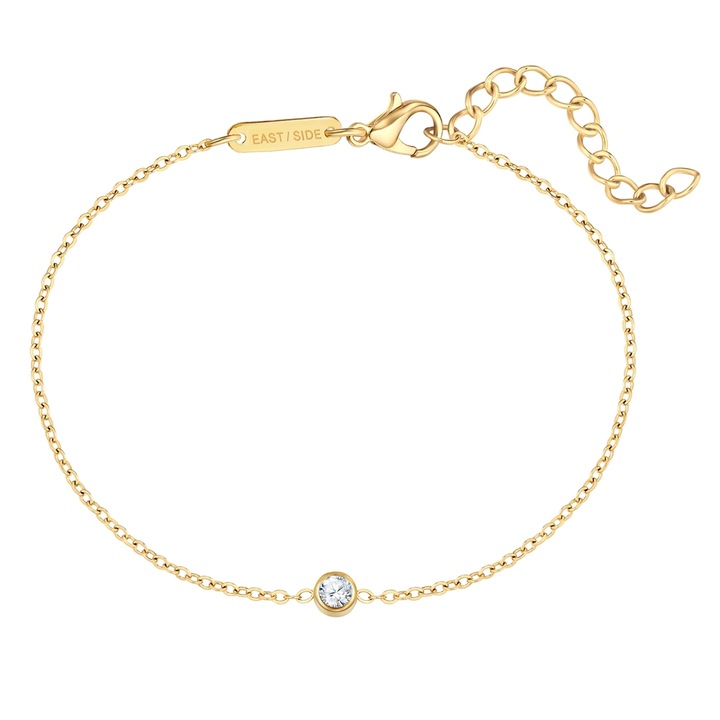 Eastside, Bratara placata cu aur de 14K cu zirconia, Auriu