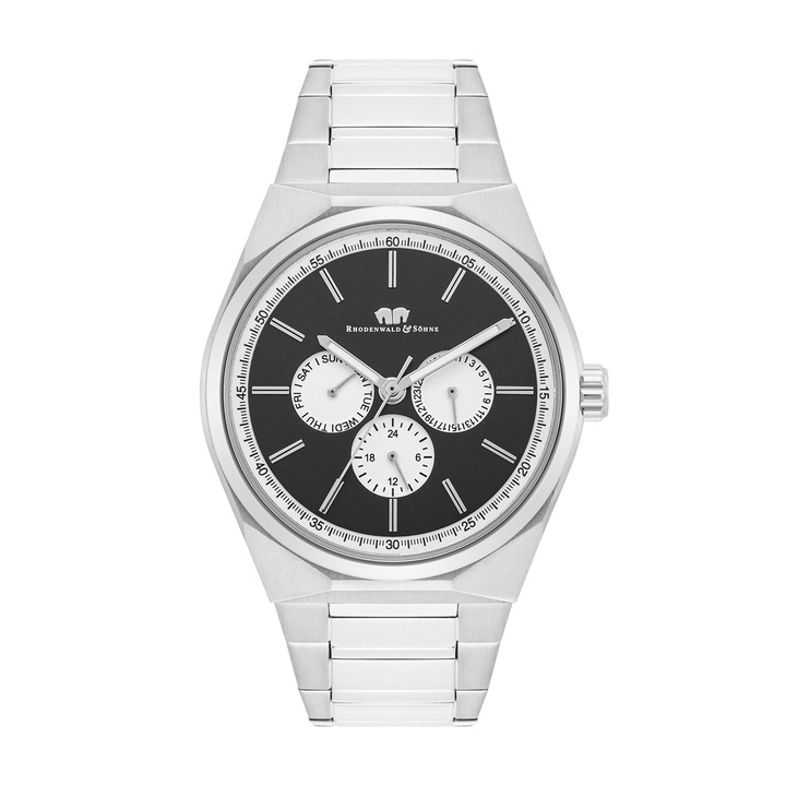 Rhodenwald & Söhne, Ceas de otel inoxidabil cu functii multiple, Argintiu