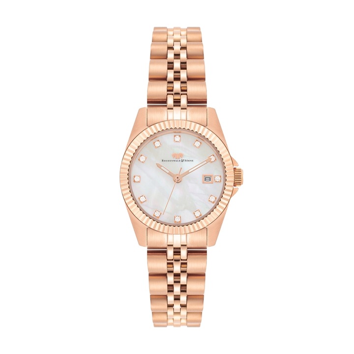 Rhodenwald & Söhne, Ceas analog cu cristale, Auriu rose