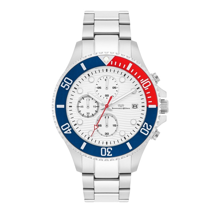 Rhodenwald & Söhne, Ceas cronograf de otel inoxidabil, Argintiu