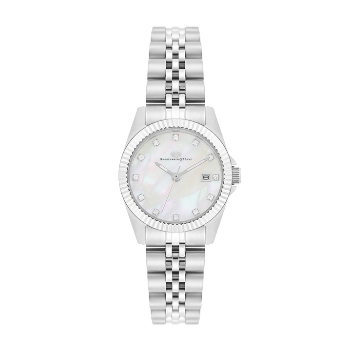 Rhodenwald & Söhne, Ceas cu bratara de otel inoxidabil si logo pe cadran, Argintiu