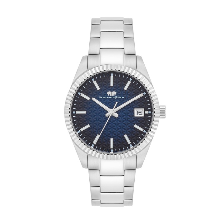 Rhodenwald & Söhne, Ceas analog de otel inoxidabil, 463944, Argintiu