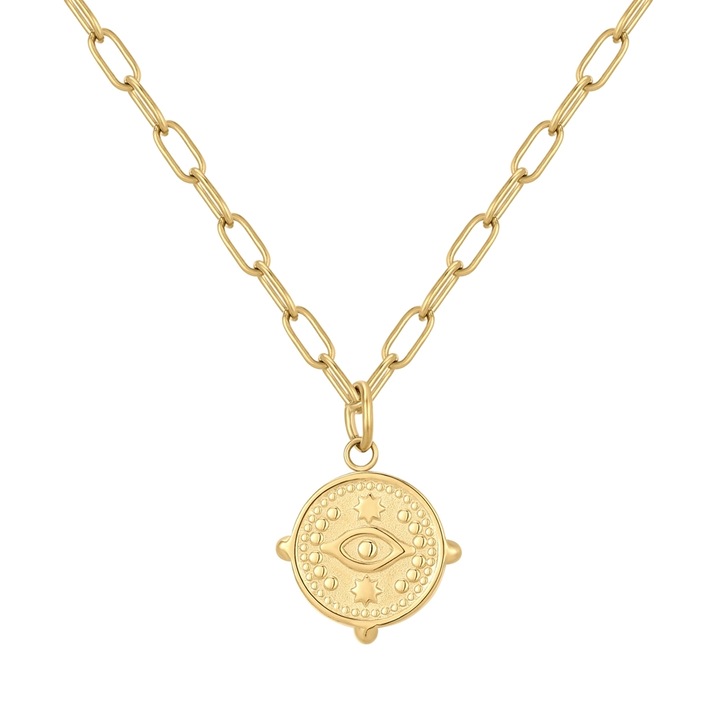 Eastside, Colier de otel inoxidabil cu placaj de aur de 14K, Auriu