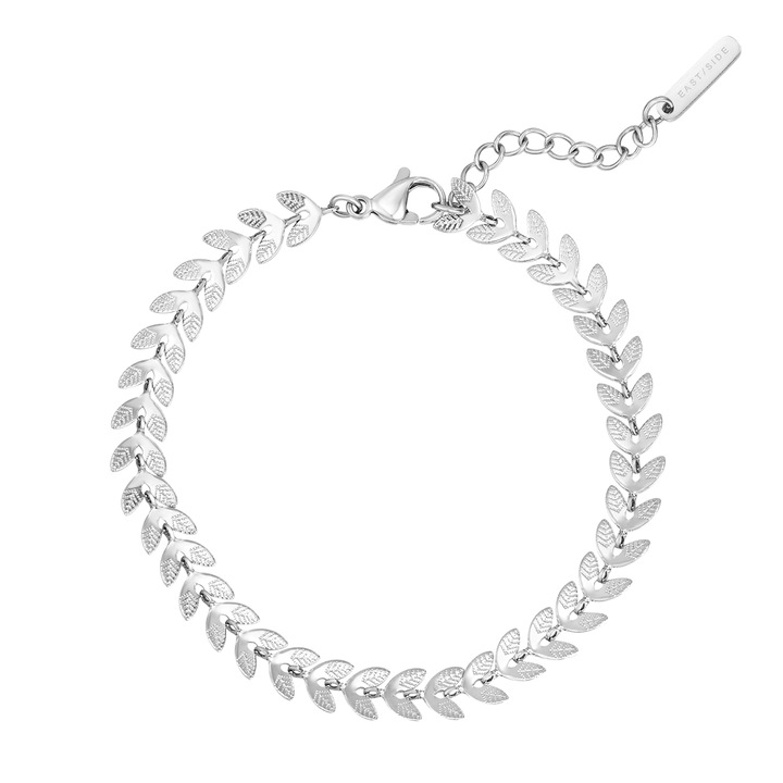Eastside, Bratara de otel inoxidabil in forma de frunze, Argintiu