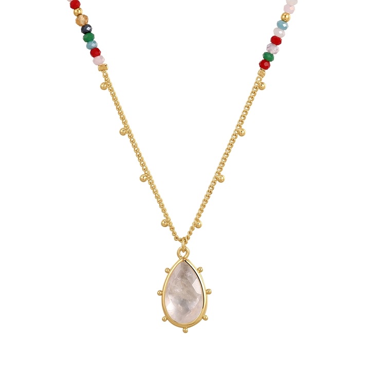 Yokoamii, Colier placat cu aur de14K cu quartz si zirconia, Auriu