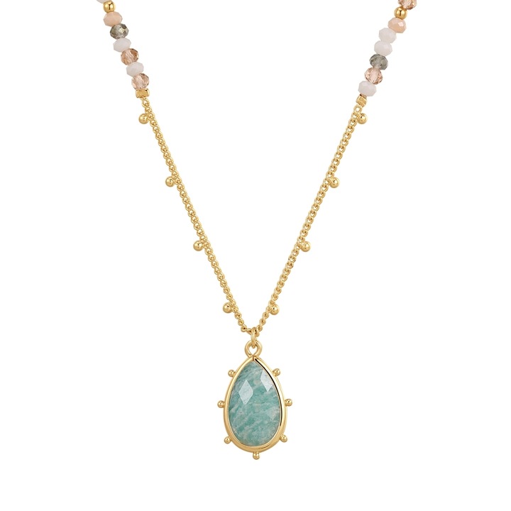Yokoamii, Colier placat cu aur de 14K cu amazonit si zirconia, Auriu
