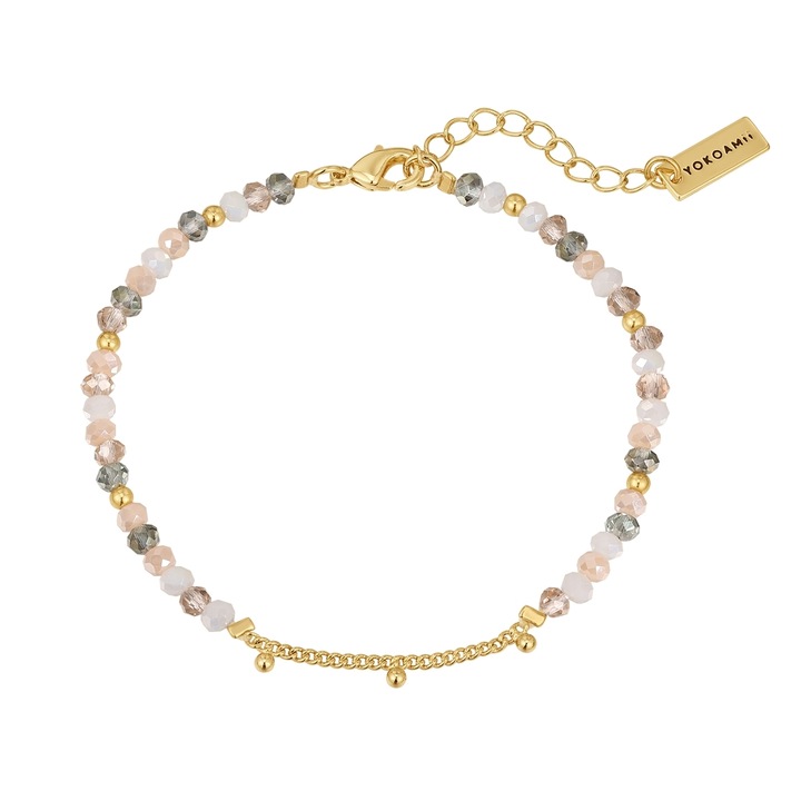 Yokoamii, Bratara placata cu aur de 14K decorata cu perle sintetice, Auriu