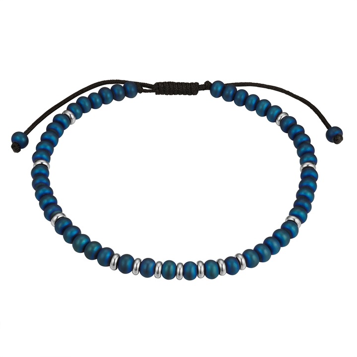 True Rebels, Bratara din material textil cu piatra de hematite, Albastru