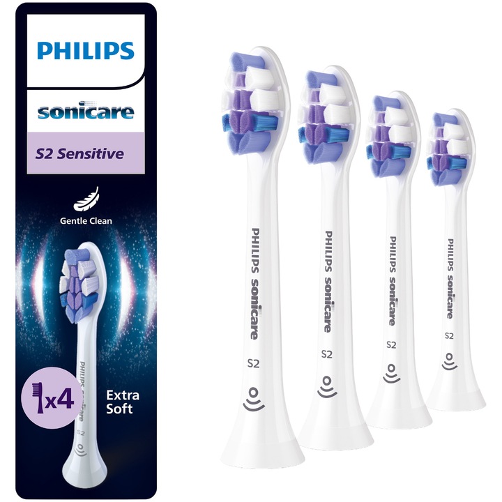 Philips Sonicare Sensitive HX6054/87 tartalék fogkefefej, 4db, Standrad, Click-on, BrushSync, Fehér