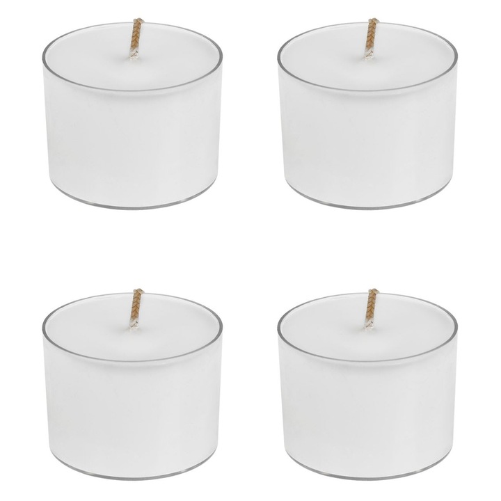 Fehér pillegyertyák óceán aromával, Ø3,4x5cm, 4db, égési idő 6 óra, műanyag edény, lakásdekoráció, különleges hangulat