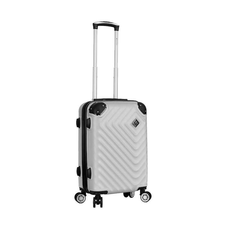 Kabinbőrönd Madisson SW44103, ABS, zárral, 4 dupla kerék, 35L, 55 cm, ezüst
