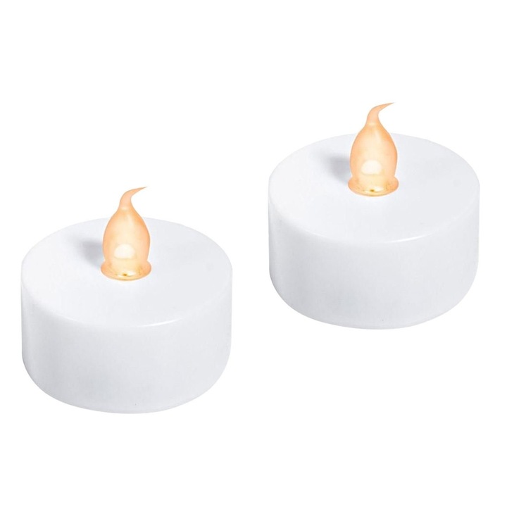 LED pillegyertya elemmel, sárga láng, égési idő 80-100 óra, be-/kikapcsoló gomb, Ø4x4cm, 2db, lakásdekoráció