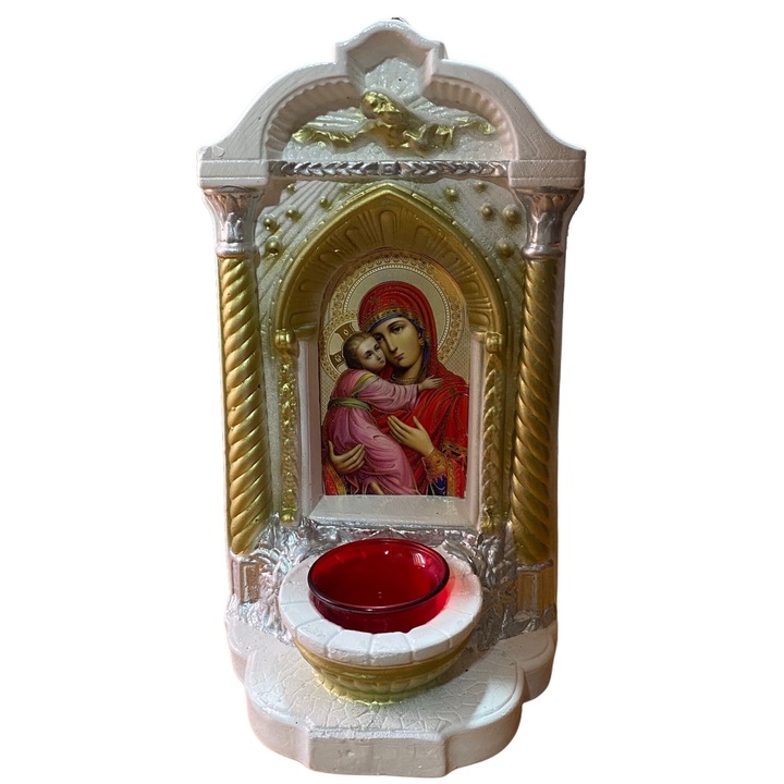 Candela din ipsos cu Maica Domnului, cu suport