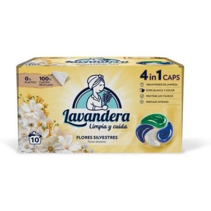 Препарат за пране на капсули, Lavandera, 4в1, 10 капсули, 10 пранета