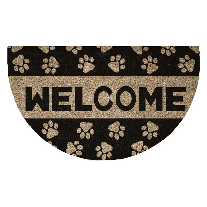 Covoras Intrare Semicerc, Cocco Stamp, 40x70 Cm, Fibra Naturala De Cocos, Suprafata Antiderapanta Pentru Stabilitate, Model Labute, Curata Eficient Murdaria Si Praful De Pe Incaltaminte, Ideal Pentru Usa De Exterior Sau Hol, Maro