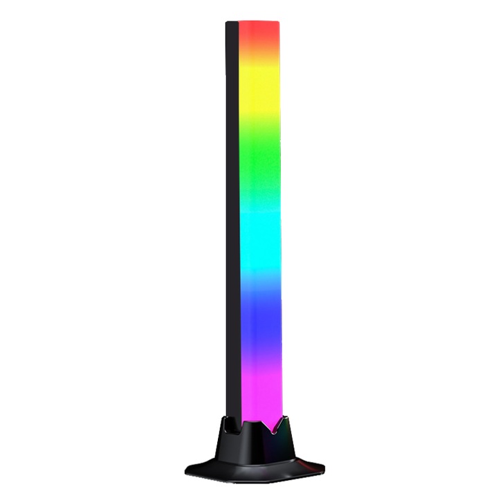 Lampa de birou inteligenta, urmareste sunetul pentru a schimba culoarea, telecomanda, RGB full color, dimensiuni mici, negru