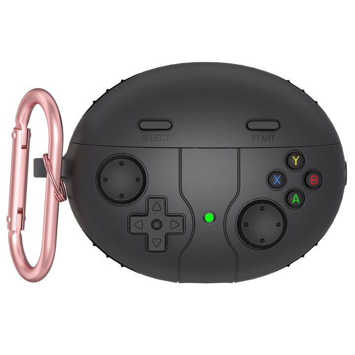 Husa din silicon pentru Huawei FreeBuds 5i/6i, dimensiune 7,5x2x5x5cm, cu clip pentru chei, culoare neagra