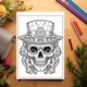 Anti-stressz kifestőkönyv, 50 Steampunk koponyák illusztrációja, 106 oldal, Formátum: A5, Cadouri Legendare Kiadó