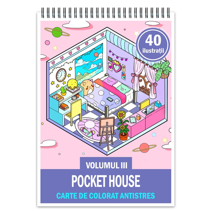 Антистрес книга за оцветяване, 40 илюстрации Джобна къща - Том III, 86 стр., Формат: A5, Издателство Cadouri Legendare