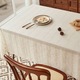 Fata de masa dreptunghiulara, din in cu broderie, accesorizata cu ciucuri 140x220cm, bej