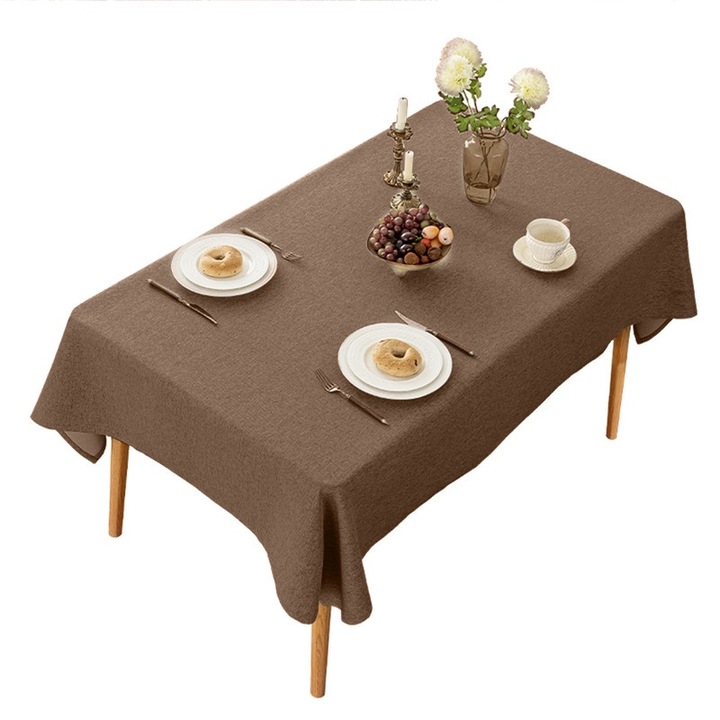 Fata de masa impermeabila, Antioparire, Usor de curatat, Reutilizabila, Rezistent la riduri, Potrivit pentru bucatarie, Cafenea, Restaurant,140x220cm, maro