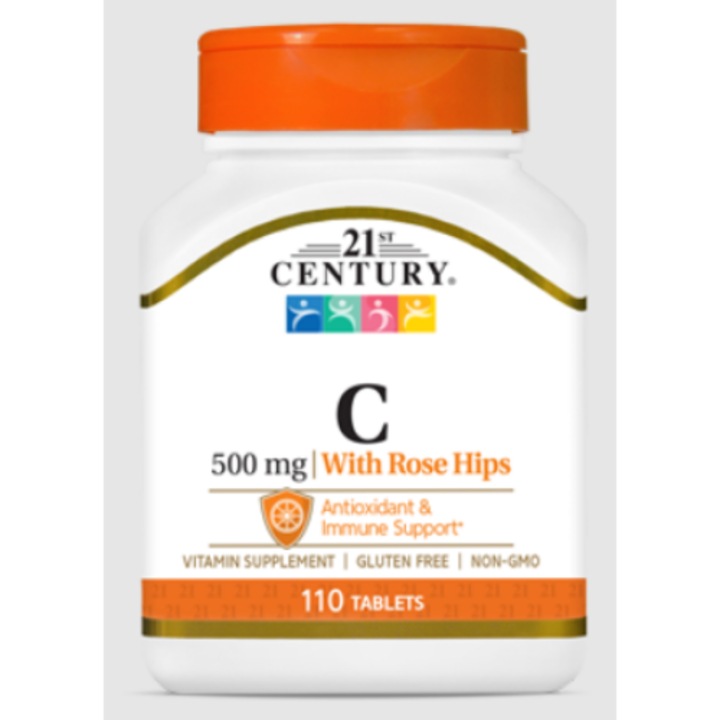 Étrend-kiegészítő C-vitamin 500 mg + csipkebogyó, 21st Century -110 tab