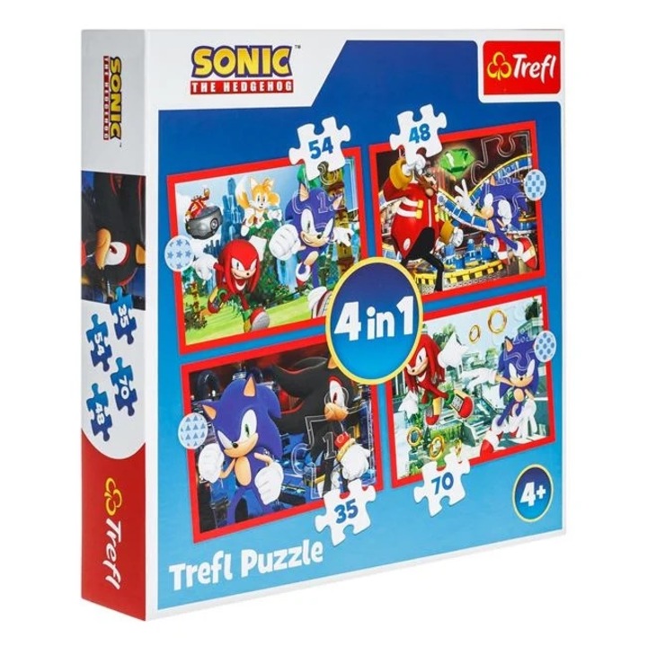 Пъзел 4 в 1 Trefl, Sonic the Hedgehog, 35/48/54/70 части, 4+ години