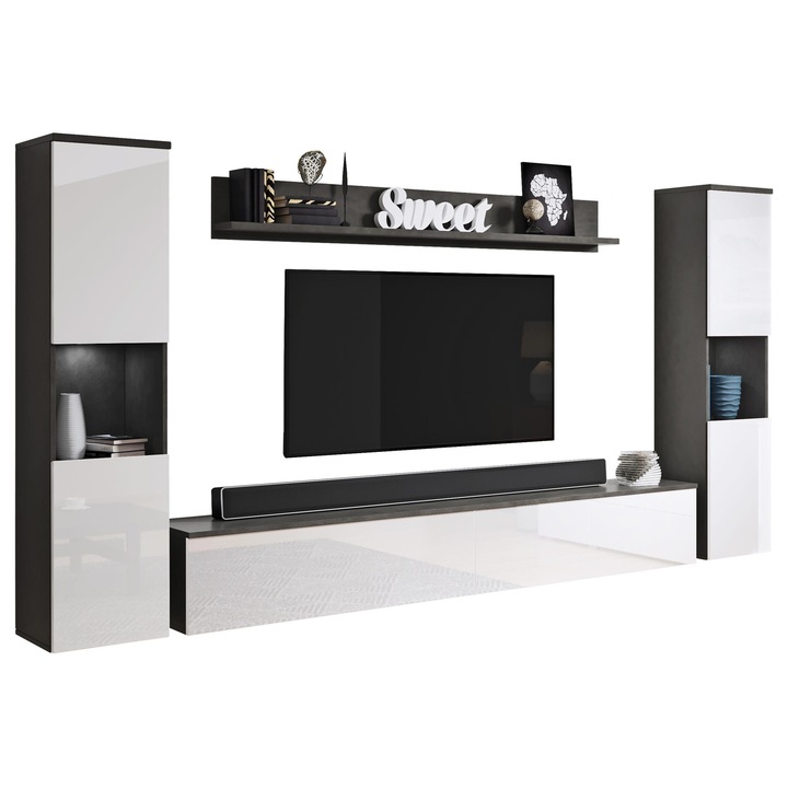 Set camera de zi Bamisio XL cu LED, MIRJAN24, matera + alb lucios