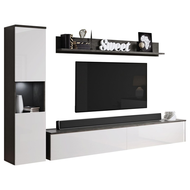 Set camera de zi Bamisio BR cu LED, MIRJAN24, matera + alb lucios