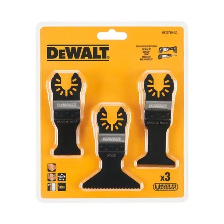 Set 3 panze pentru fierastraie, DeWalt, 30x43mm, 44x55mm, 65x43mm