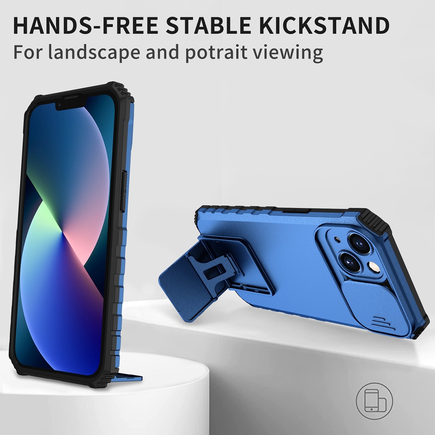Husa Defender cu Stand pentru Samsung Galaxy S22, Albastru, Suport reglabil, Antisoc, Protectie glis