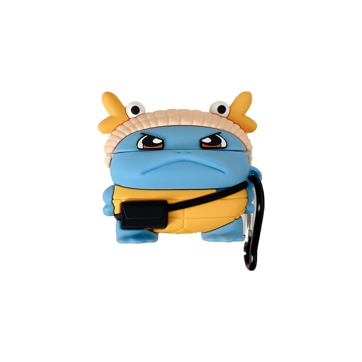 Husa pentru casti, silicon, pentru Huawei FreeBuds 5i/6i, cu breloc, albastru/galben, turtle