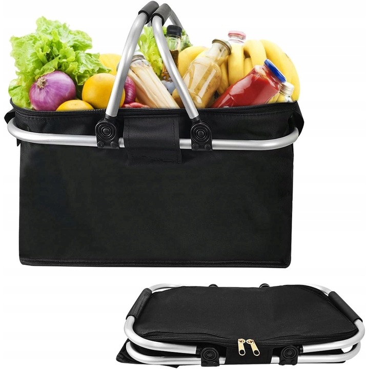 Cos de picnic, Geko, Springos, Termic 30l, Rezistent la apa, Pliabil, Manere ergonomice, Izolatie termica, Negru