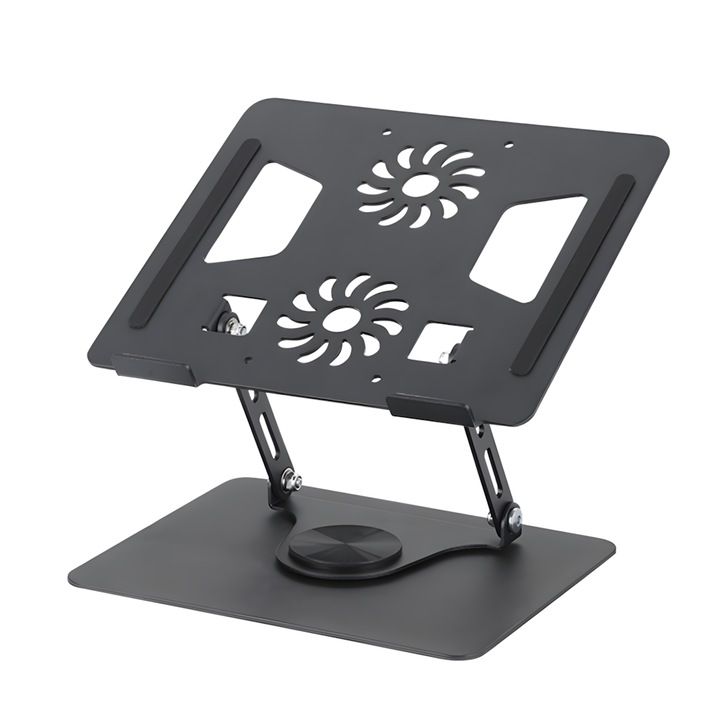 Suport pentru Laptop, cu baza rotativa 360°, ergonomic, portabil, pliabil, detasabil, din otel, compatibil cu laptopuri de la 10 - 16 inch