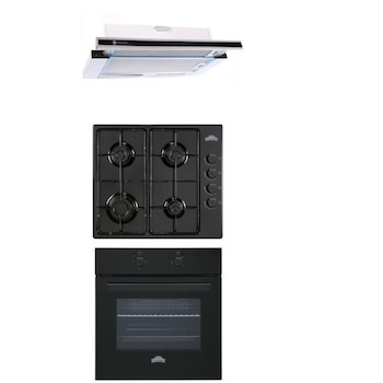 Pachet incorporabil cuptor electric,plita gaz si hota telescopica Nuova Cucina Vitro, Clasa A, 4 functii, Grill, Negru Pachet incorporabil cuptor electric,plita gaz si hota telescopica Nuova Cucina Vitro, Clasa A, 4 functii, Grill, Negru