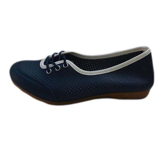 Balerini cu talpa joasa, comozi, din piele naturala, D&J Exclusive, Albastru marin