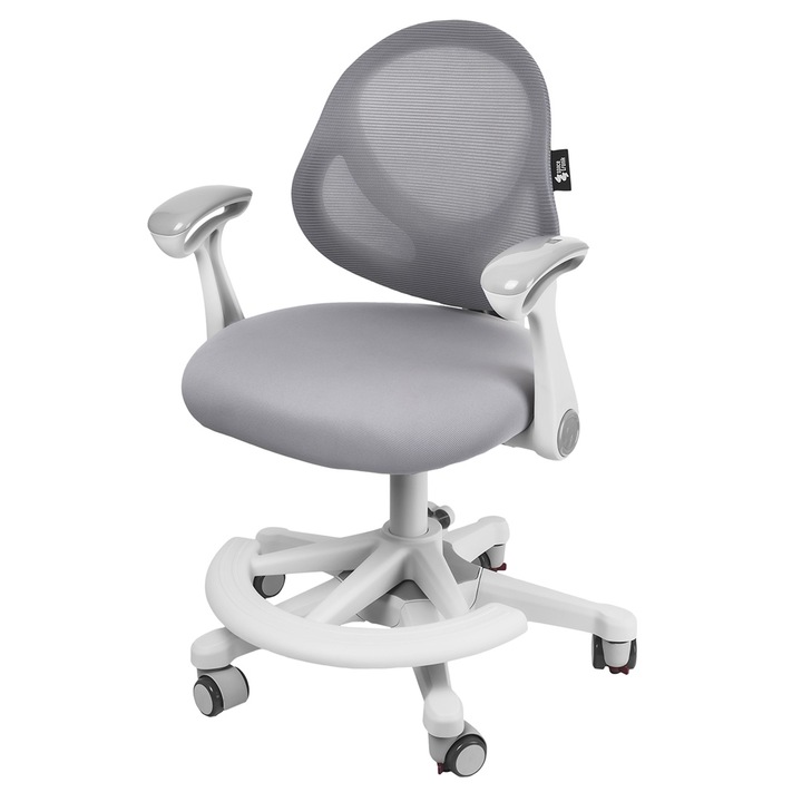 Офис стол Spacetronik XD 06, сив, ергономичен, с дишаща мрежеста облегалка