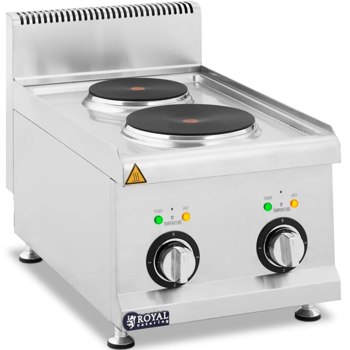 Elektromos tűzhely 2 égővel, Royal Catering, 4,6 kW, rozsdamentes acél, 66x40x47,5cm