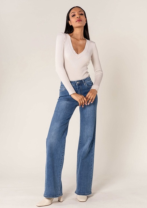 Blugi Dama Evazati Nina Carter Albastri P211-5 M8 16795, Albastru