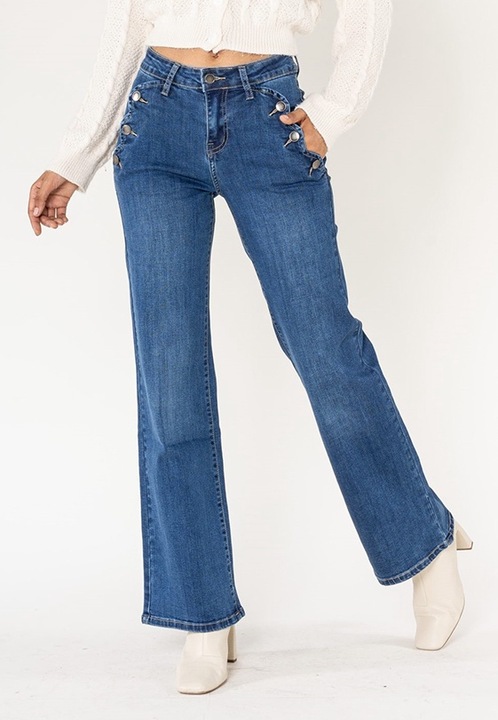 Nina Carter Дамски клоширани дънки, Сини P195-5 16804, Син