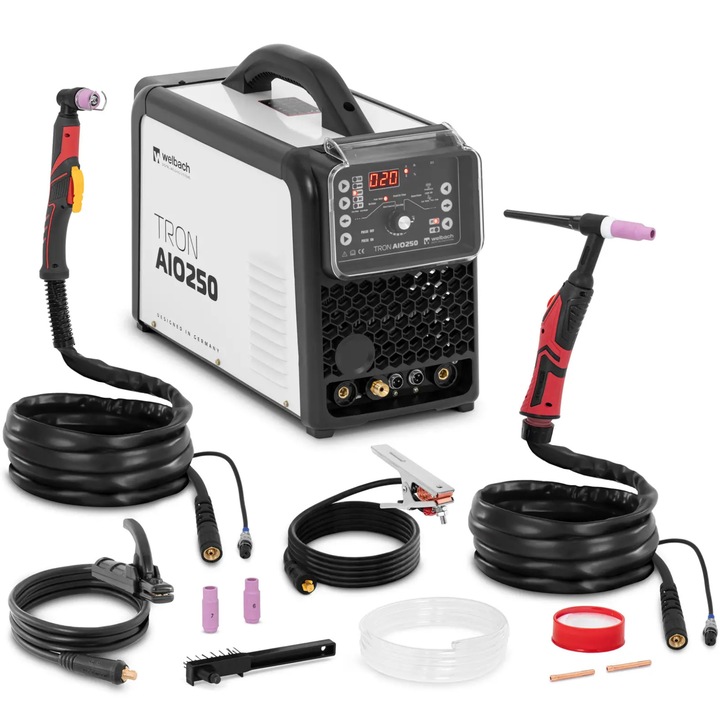 Aparat de sudura multifunctional TRON AIO250, 250 A, 50 A, alb, 52x22x40 cm, set complet