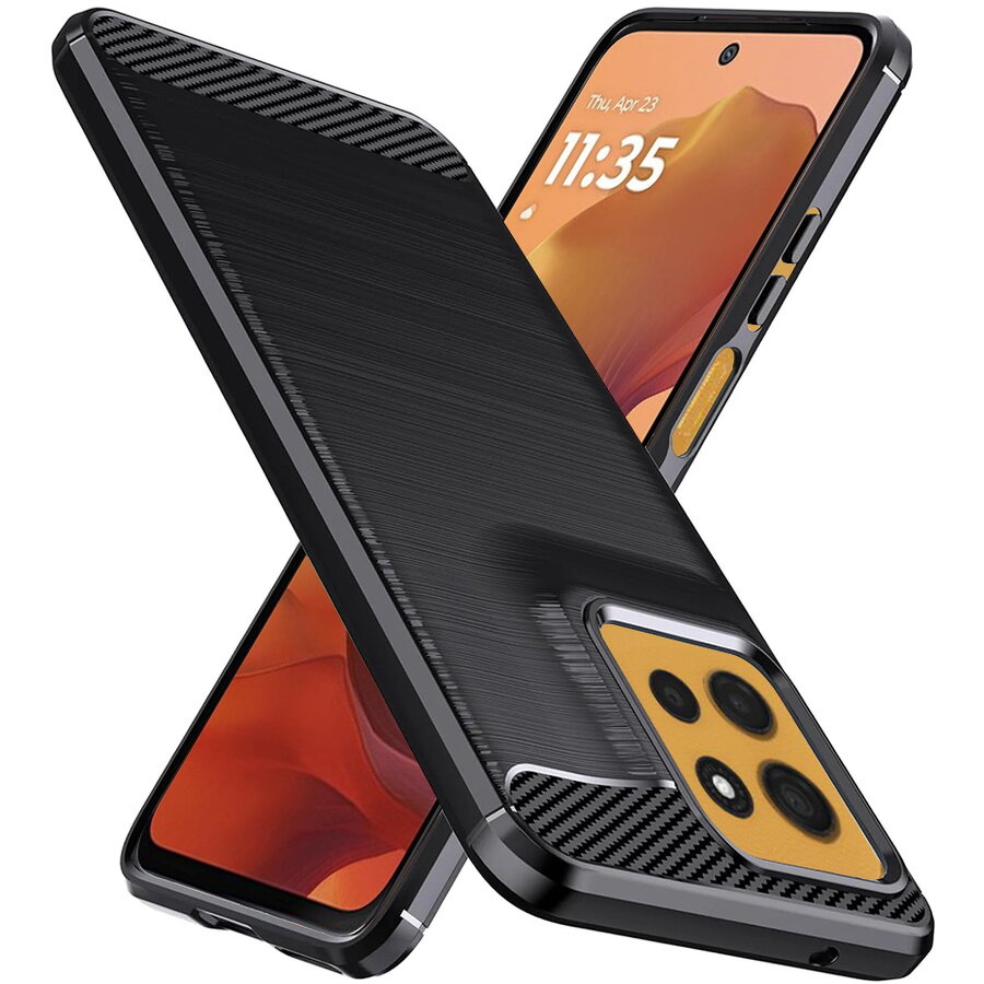 Husa pentru Motorola Moto G15 / G15 Power - Techsuit Carbon Silicone - Black