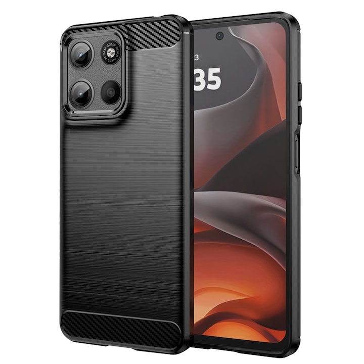 Husa pentru Motorola Moto G15 / G15 Power - Techsuit Carbon Silicone - Black