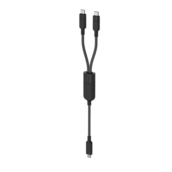 Acefast C5 2 az 1-ben adatkábel, 2x USB-C, 100W, 1,2m, fekete