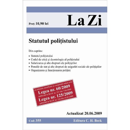 Statutul Politistului Act 20 06 2009 Emag Ro
