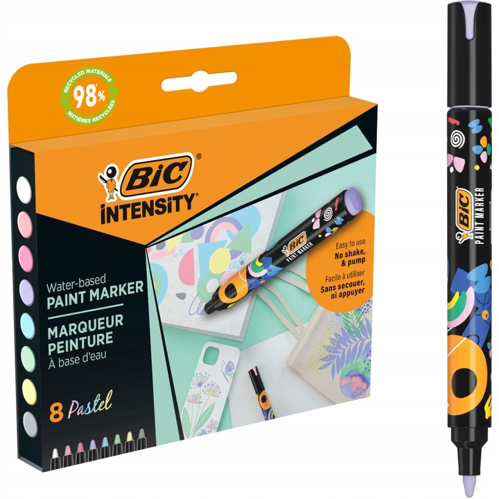 BIC Intensity 8 pasztell akril marker készlet, 4,5 mm, vízbázisú festék, többszínű