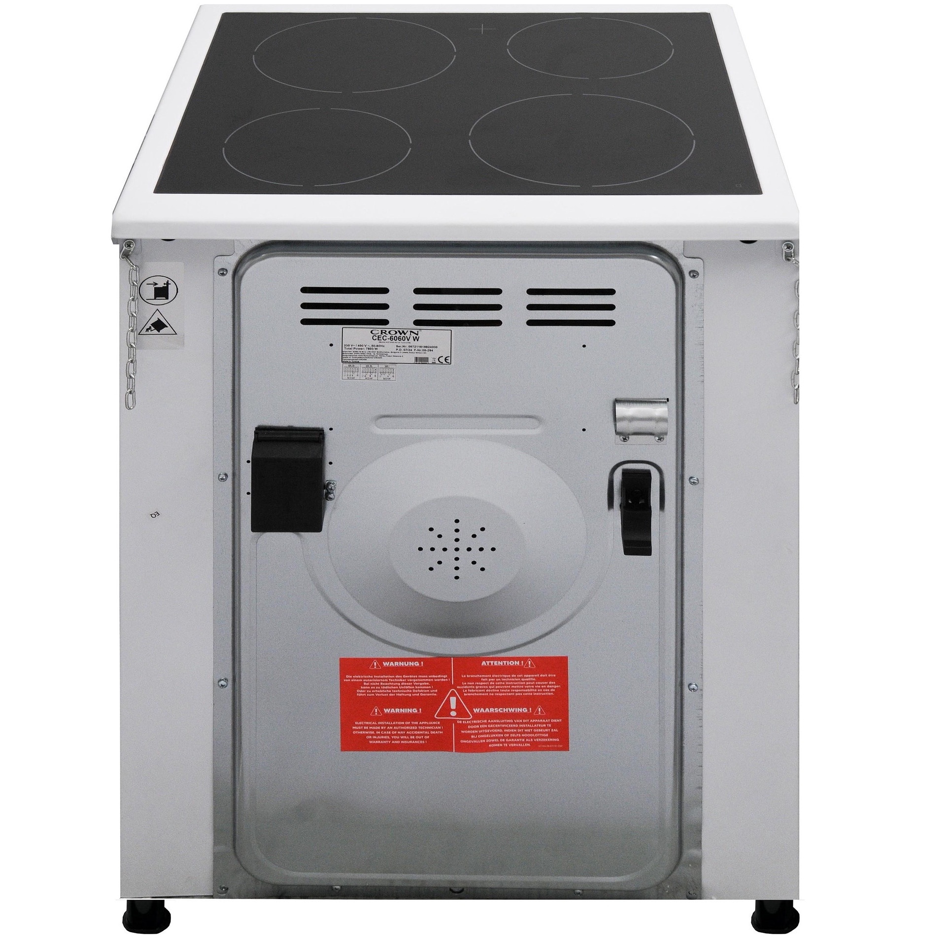 Aragaz Crown CEC-6060V, electric, Plita vitroceramica, H 80 cm, L 57 cm, 65L, Alb