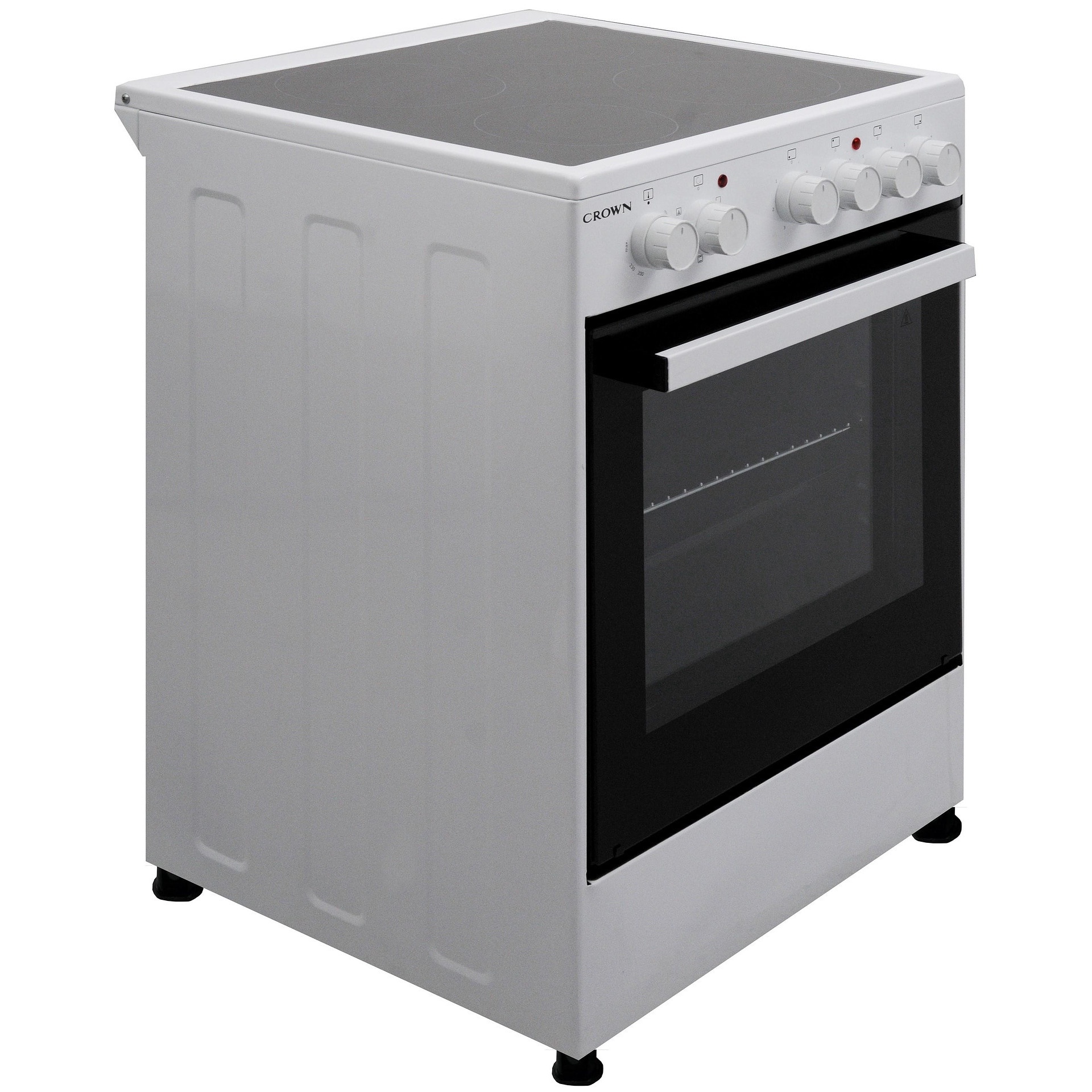 Aragaz Crown CEC-6060V, electric, Plita vitroceramica, H 80 cm, L 57 cm, 65L, Alb