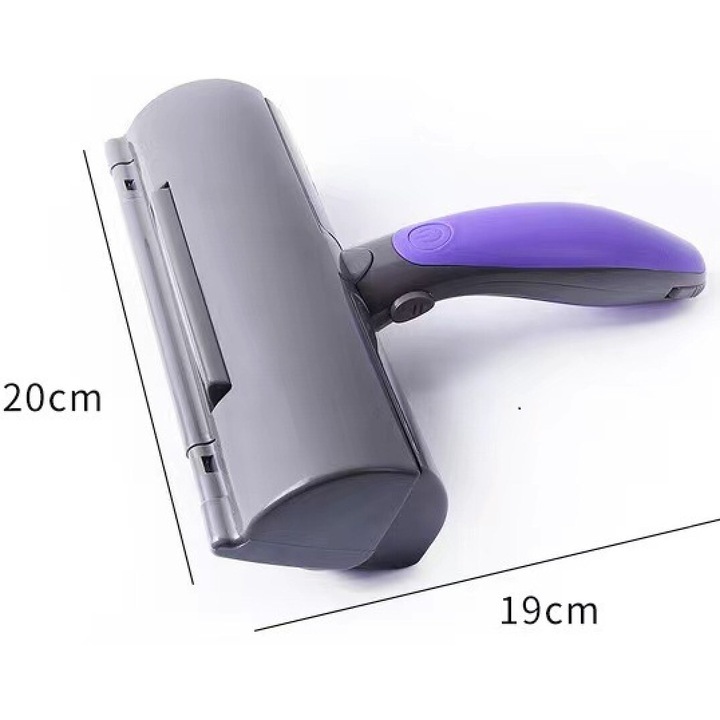 Perie pentru indepartarea parului de animale, violet/gri, reutilizabila, cu iluminare LED, pentru suprafete moi